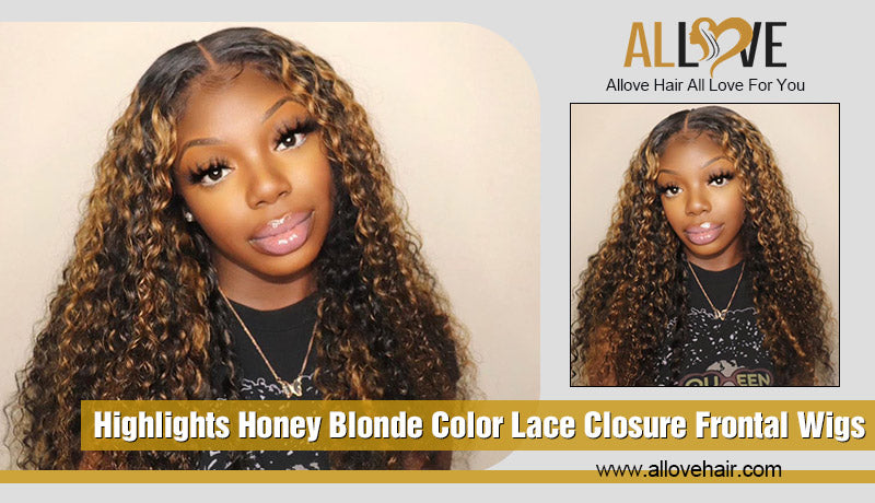 Highlights Honey Blonde Color Lace Closure Frontal Wigs