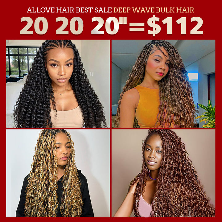 Allove Hair Deep Wave Bulk Human Hair For Braiding No Weft Bulk Hair Bundles