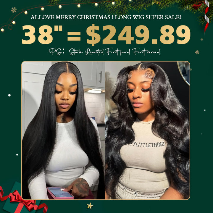 [ 70% OFF - No Code Needed] Long 38"= $249.89 Straight/Body Wave Lace Front Human Hair Wig 150% Density