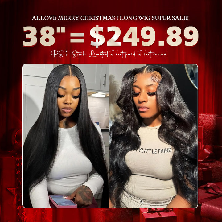 [ 70% OFF - No Code Needed] Long 38"= $249.89 Straight/Body Wave Lace Front Human Hair Wig 150% Density