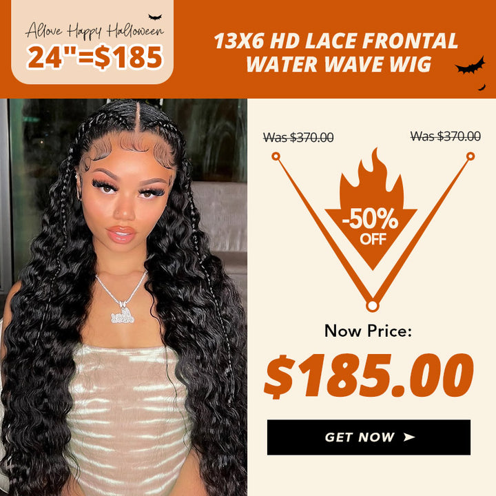 [Allove Halloween Sale] 24 Inch = $185 | 13x6 HD Lace Frontal Water Wave Wig 50% Off