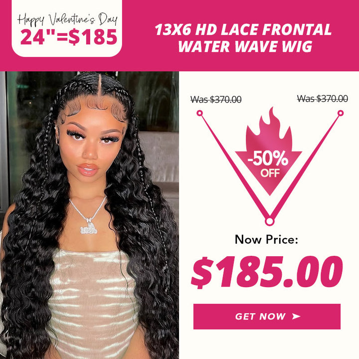 [Allove Valentine's Sale] 24 Inch = $185 | 13x6 HD Lace Frontal Water Wave Wig 50% Off