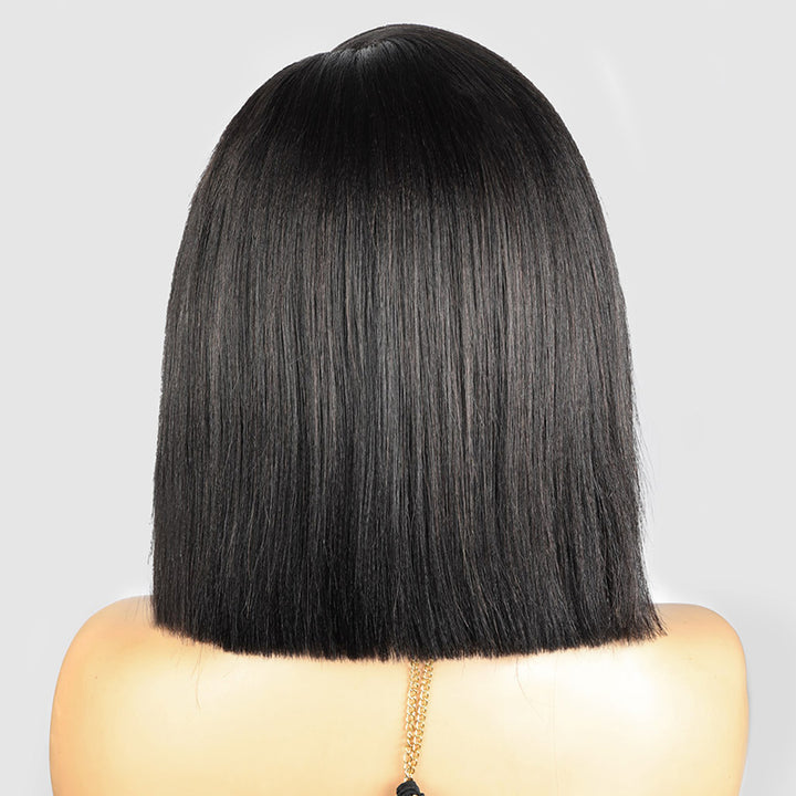 Allove Yaki Straight Bob Wig 13x4 Lace Front Ready To Wear Human Hair Bob Wigs For Women 180% Density