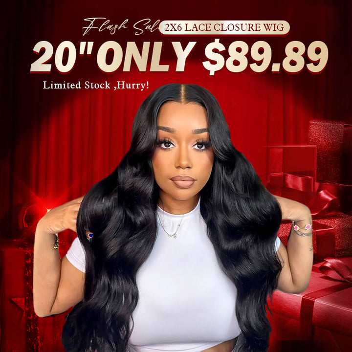 [70% OFF - No Code Needed] 20''= $89.89 Flash Sale 2x6 Lace Closure Wig | Deep Part Human Hair Wig Transparent Lace All Textures