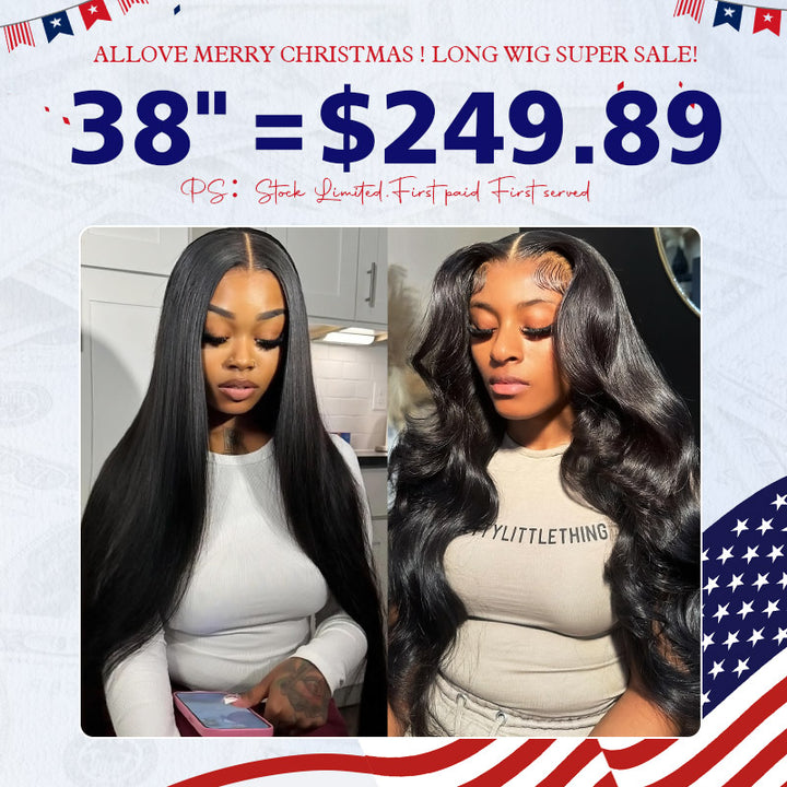 [ 70% OFF - No Code Needed] Long 38"= $249.89 Straight/Body Wave Lace Front Human Hair Wig 150% Density