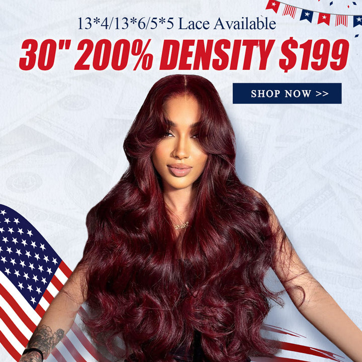 [ 30'' 200% Density= $199] 99J Burgundy Pre Cut & Pre Plucked & Bleached Knots Transparent HD Lace Ready To Wear Wigs