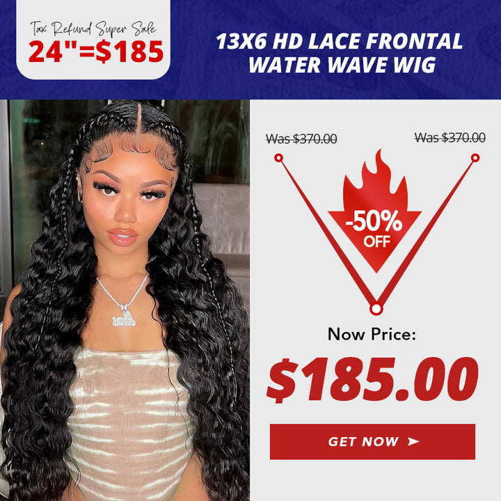 [Allove Tax Refund Sale] 24 Inch = $185 | 13x6 HD Lace Frontal Water Wave Wig 50% Off