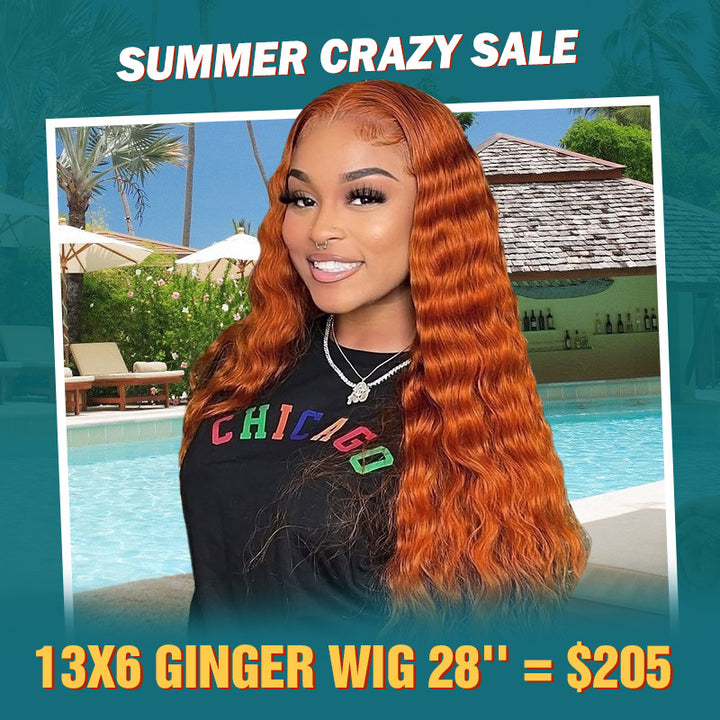 [Summer Vacation Sale] Allove Hair Orange Ginger 13x6 Lace Front Human Hair Wig
