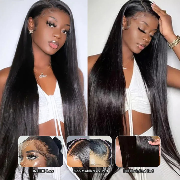 【40Inch Long Wig】Allove Bleach Knots & Pre Pulacked 13x4 Skinlike Real HD Lace Front Virgin Human Hair Wig 250% Density