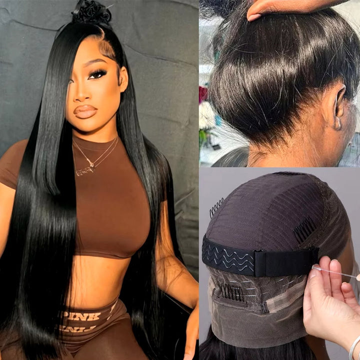 22'' = $159 Allove New Invisi-Drawstring Snug Fit 360 Lace Frontal Pre-Cut & Pre-Bleached Ready To Wear Human Hair Wig - AlloveHair