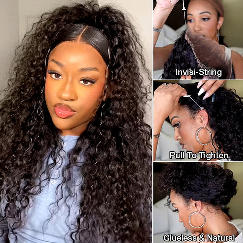 22'' = $159 Allove New Invisi-Drawstring Snug Fit 360 Lace Frontal Pre-Cut & Pre-Bleached Ready To Wear Human Hair Wig