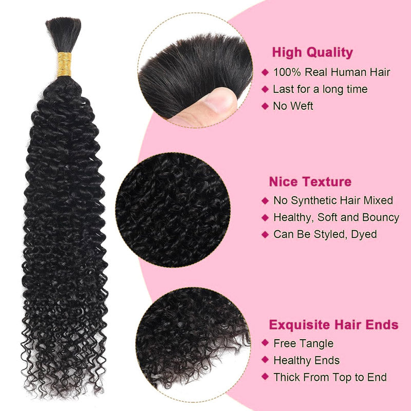 Allove Bulk Human Hair For Braiding Kinky Curly Hair Bundles No Weft