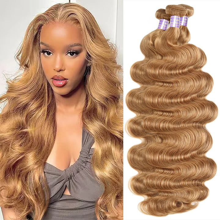 Elevate your style with Allove Hair's #27 Hair Weave, featuring luxurious body wave hair crafted from 100% premium human hair bundles. This stunning golden blonde shade adds a vibrant touch to any look while offering soft, natural waves that flow beautifully.