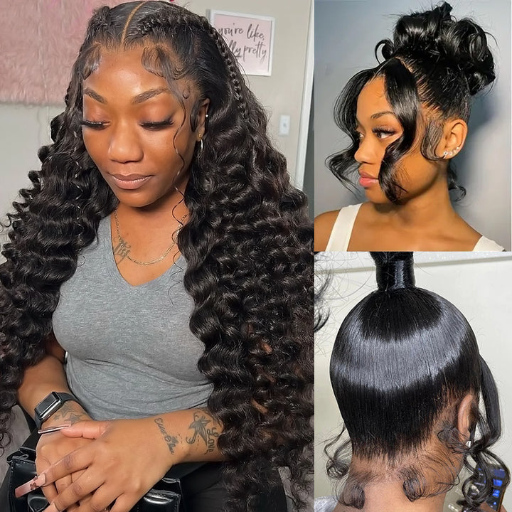 360 Glueless Lace Frontal Wig 180% Density Loose Deep Wave Virgin Human Hair Wigs - AlloveHair