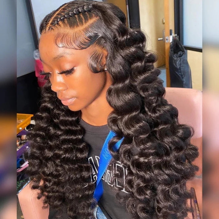 Introducing Allove Hair's 360 lace frontal wigs with baby hairs, designed to provide a flawless and natural look. Crafted from premium virgin human hair, these wigs feature luxurious loose deep wave hair that cascades beautifully for a stunning effect.