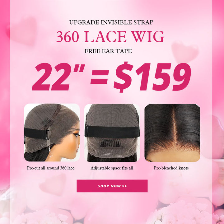 22'' = $159 Allove New Invisi-Drawstring Snug Fit 360 Lace Frontal Pre-Cut & Pre-Bleached Ready To Wear Human Hair Wig