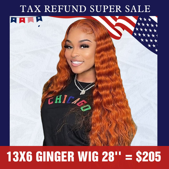 [Allove Tax Refund Sale] Allove Hair Orange Ginger 13x6 Lace Front Human Hair Wig