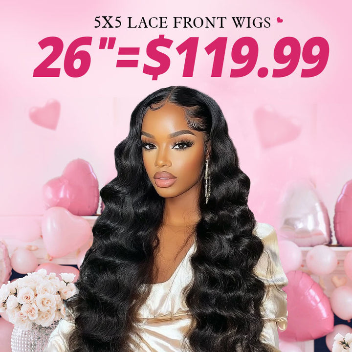 [50% OFF - No Code Needed] 26'' = $119.99 Pre Cut Lace & Pre Plucked & Bleached Knots Ready To Wear 5x5 Lace Closure Wigs 180% Density