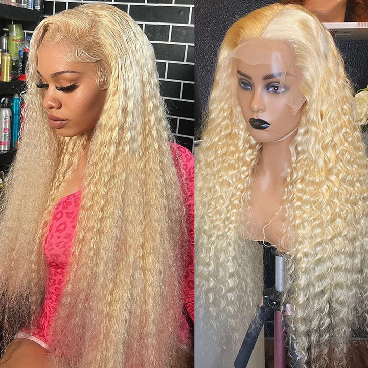 Elevate your style with the Allove Hair 613 Blonde Human Hair Wig, featuring stunning water wave hair for a beautiful, flowing look. This 13x4 lace front wig is designed with high-definition (HD) lace for a seamless blend that enhances your natural beauty.