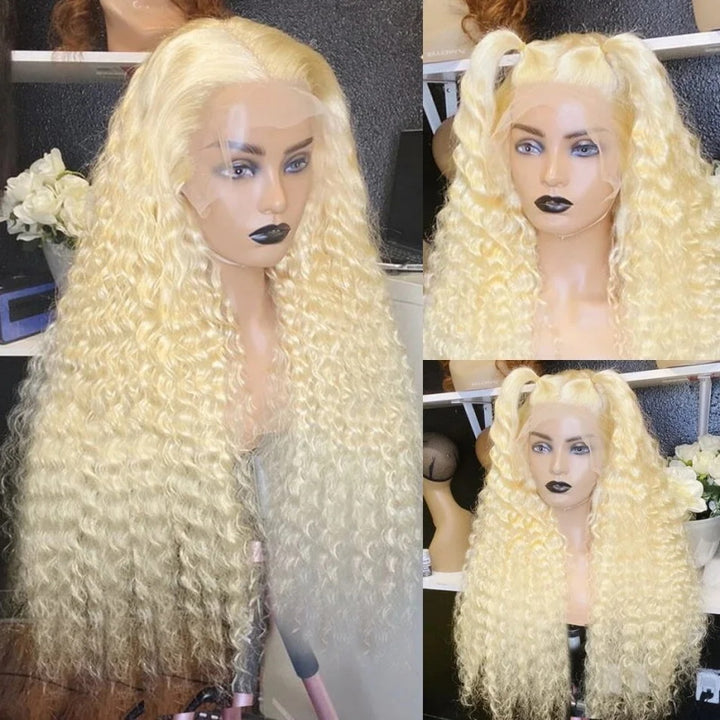 613 Blonde Water Wave HD Lace Frontal Wigs Pre Plucked 13x4 13x6 Curly Colored Lace Front Human Hair Wig