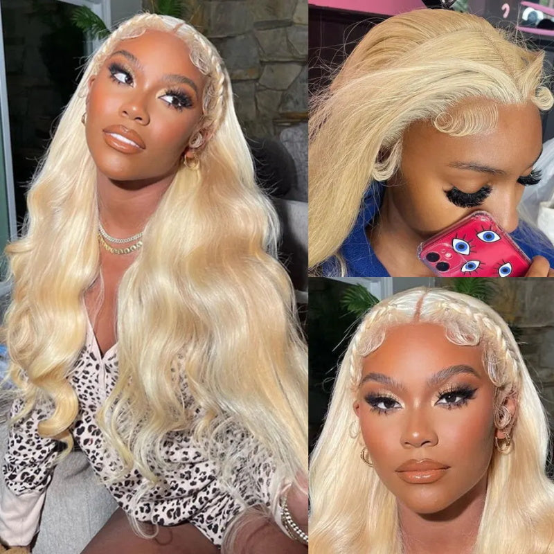 [ 70% OFF - No Code Needed] 28''= $89.99 613 Blonde Straight/ Body Wave 13*4*1 Lace Front Human Hair Wig 150% Density - AlloveHair