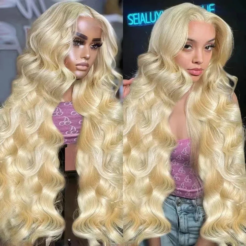 [ 70% OFF - No Code Needed] 28''= $89.99 613 Blonde Straight/ Body Wave 13*4*1 Lace Front Human Hair Wig 150% Density - AlloveHair