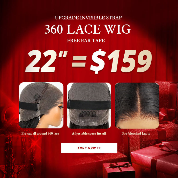 22'' = $159 Allove New Invisi-Drawstring Snug Fit 360 Lace Frontal Pre-Cut & Pre-Bleached Ready To Wear Human Hair Wig