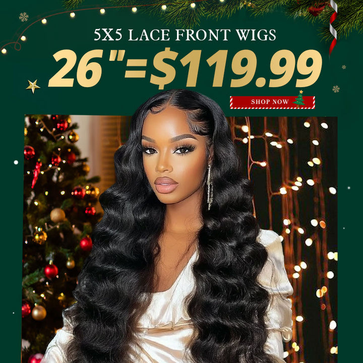 [50% OFF - No Code Needed] 26'' = $119.99 Pre Cut Lace & Pre Plucked & Bleached Knots Ready To Wear 5x5 Lace Closure Wigs 180% Density