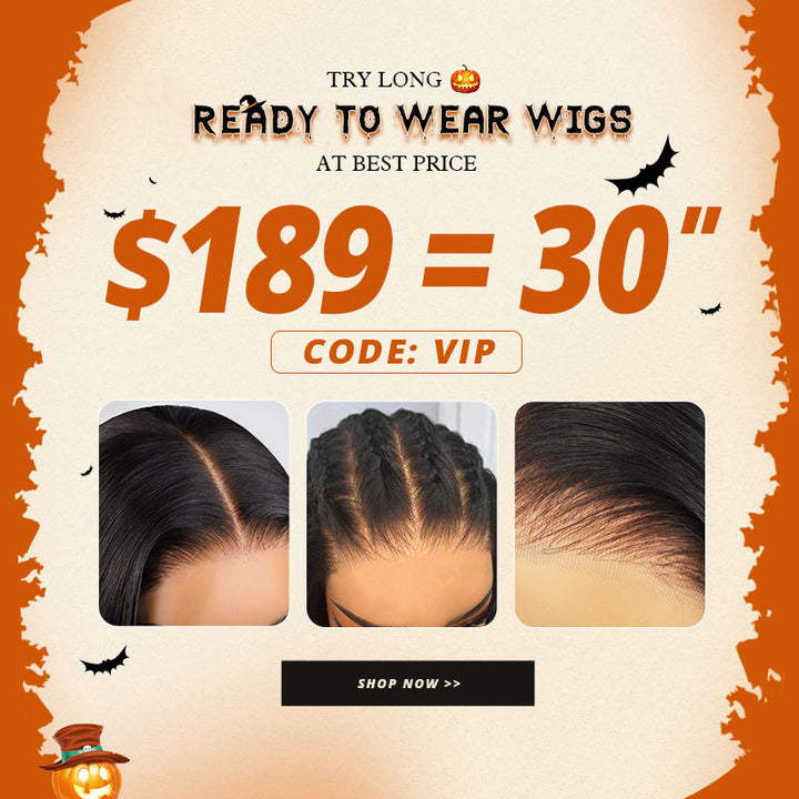 [Allove Halloween Sale] 30''= $189 Pre Cut & Pre Plucked & Bleached Knots Ready To Wear 13*4 Lace Front Long Wigs 180% Density