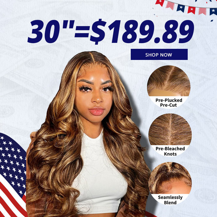 [ 70% OFF - No Code Needed] 13x4 30''= $189.89 13x6 30'' = $199.89 P4/27 Highlight Pre Cut & Pre-plucked & Bleached Knots Ready To Wear Lace Front Wig 180% Density