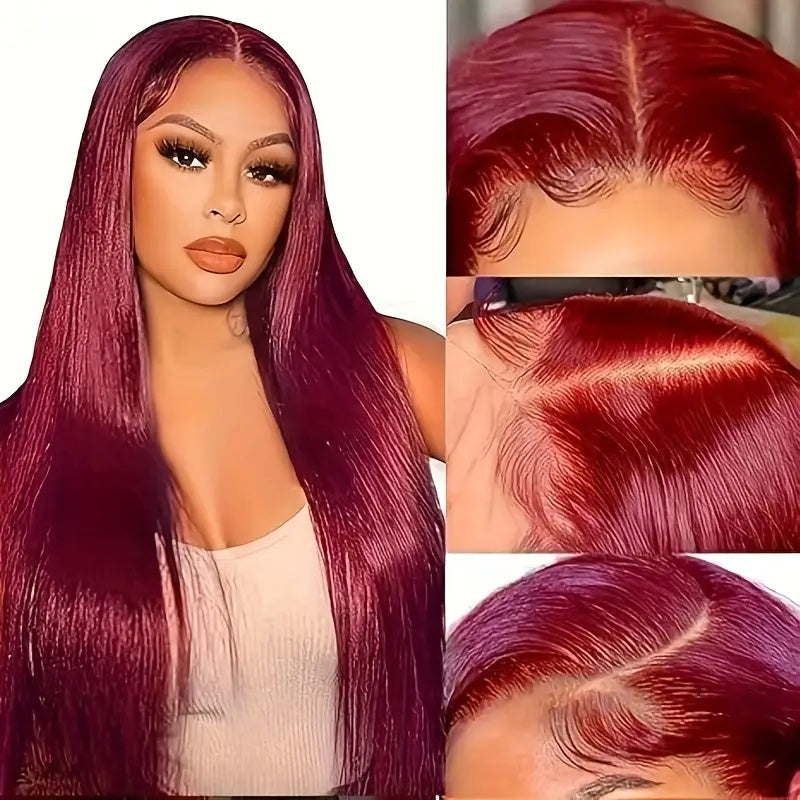 [ 30'' 200% Density= $199] 99J Burgundy Pre Cut & Pre Plucked & Bleached Knots Transparent HD Lace Ready To Wear Wigs