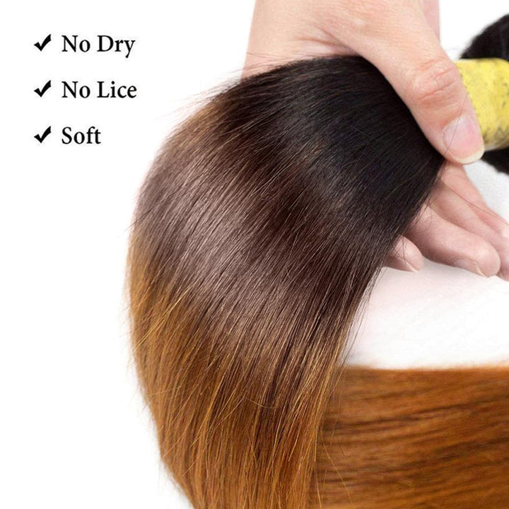 Allove Hair Two Tone Straight Hair Weave 3 Bundles T1B/30 Color Hair