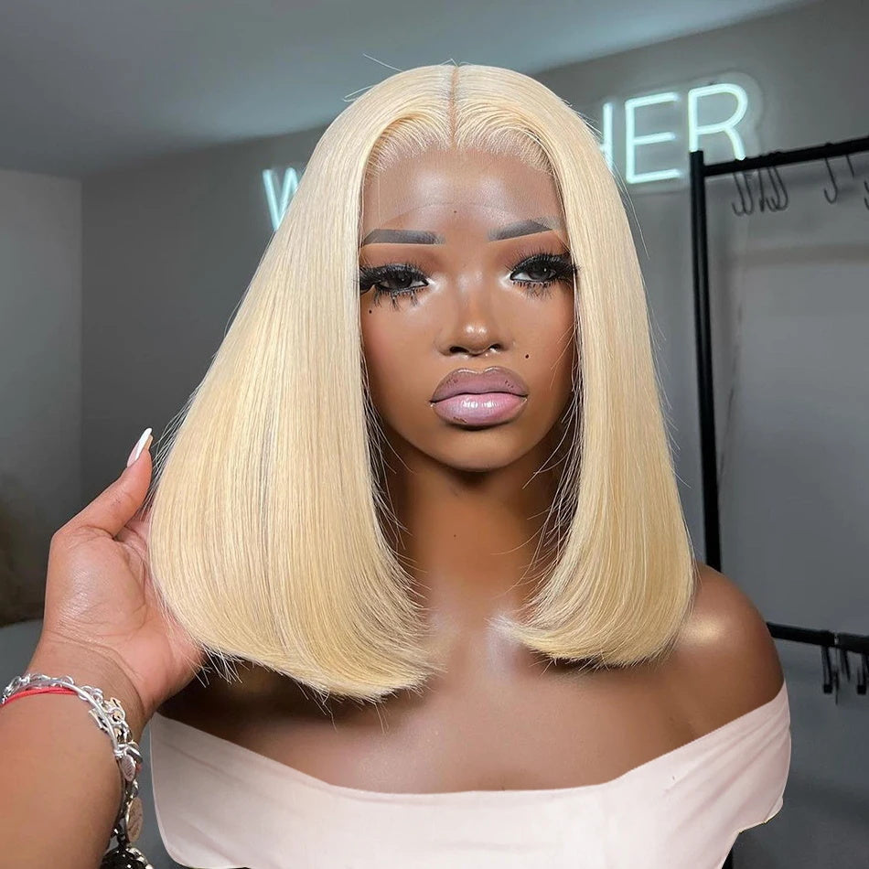 Discover the perfect combination of style and value with the Allove Hair Affordable Bob Wig. This stunning short wig features striking 613 blonde hair in a sleek straight style, adding a touch of glamour to any look.