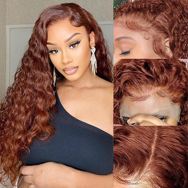 Discover beauty on a budget with the Allove Hair Affordable Reddish Brown Wigs collection. Our stunning 13x4 lace front wigs feature gorgeous water wave hair that adds a touch of elegance and movement to your look.