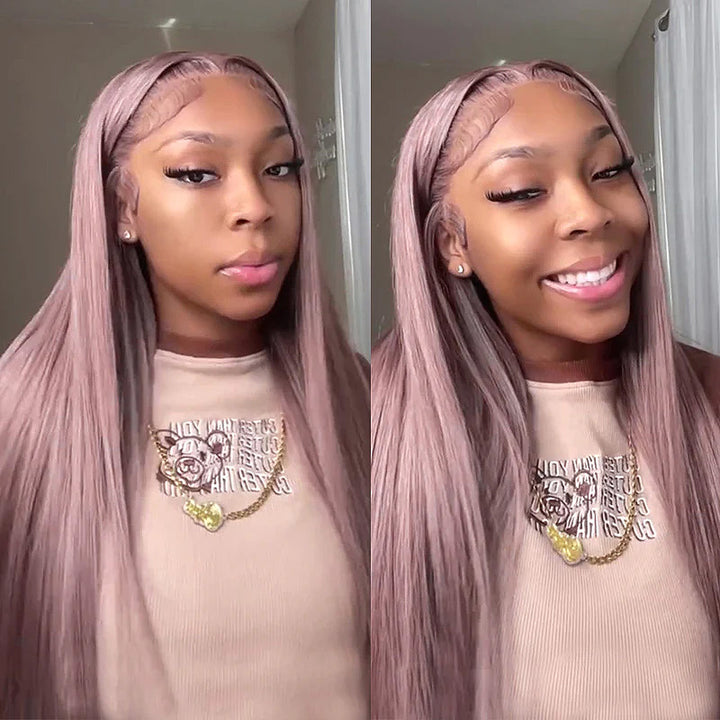 Allove Ash Purple HD Lace Front Body Wave Wigs Rose Gold Hair Color Human Hair Wigs