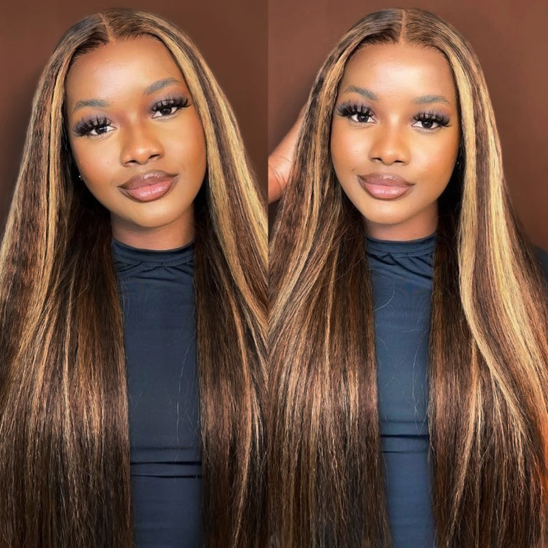 Allove Hair Piano Honey Blonde Yaki Straight 3 Bundles Highlight Hair Extension 100% Human Hair Bundles