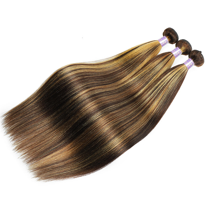 Allove Hair Piano Honey Blonde Yaki Straight 3 Bundles Highlight Hair Extension 100% Human Hair Bundles