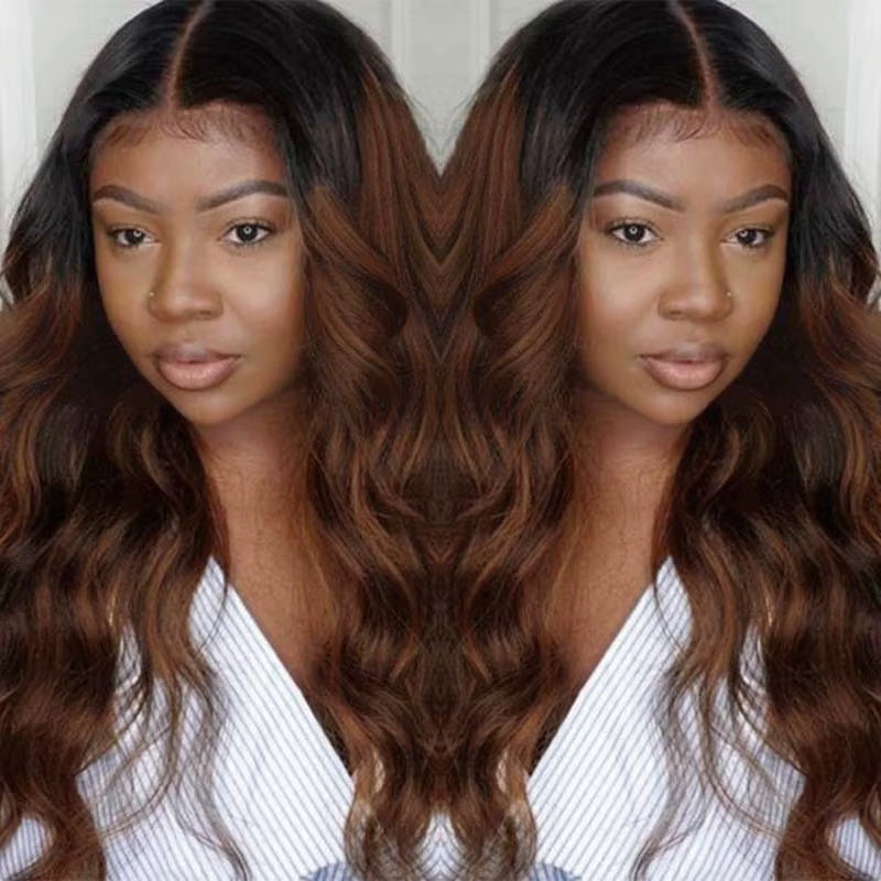 Allove T1B/2/4 Ombre Brown Color Straight 13x4 HD Lace Front Ready To Wear Wigs