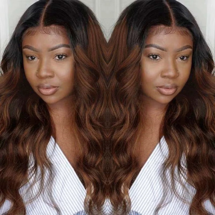 Allove T1B/2/4 Ombre Brown Color Straight 13x4 HD Lace Front Ready To Wear Wigs