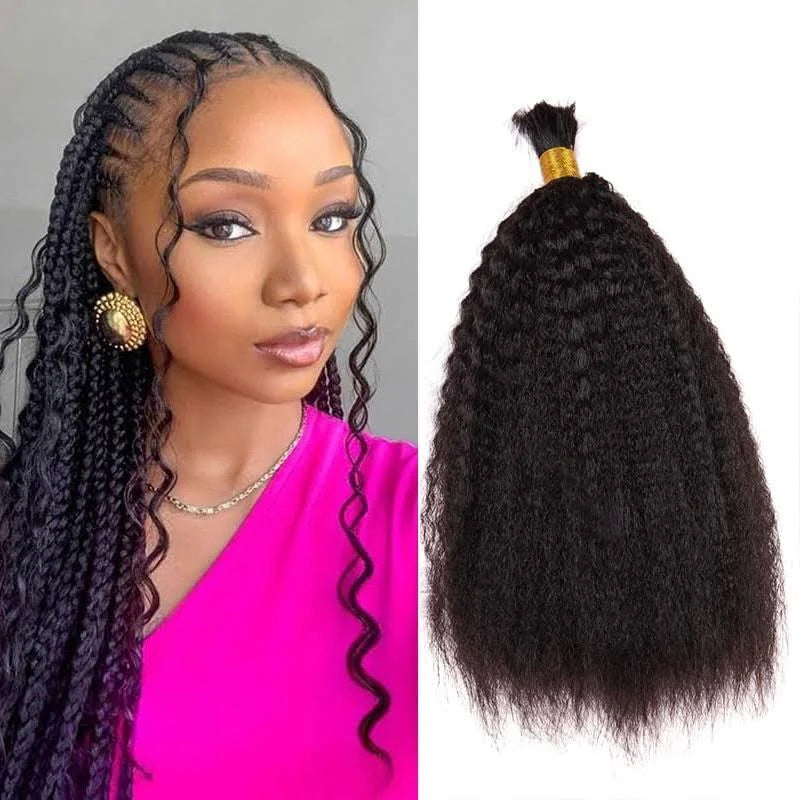 Allove Hair Kinky Straight Bulk Hair Extensions For Boho Knotless Braiding