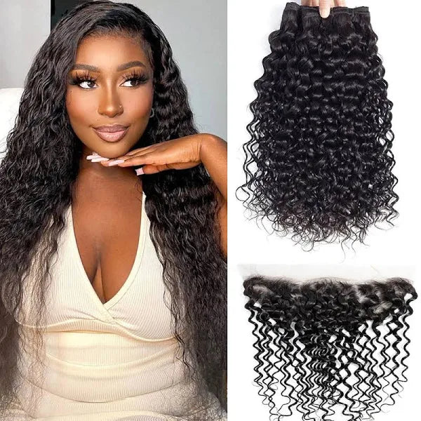 Discover the epitome of luxury with Allove Hair's Best Malaysian Water Wave Hair. Crafted from 100% premium human hair, these bundles offer exquisite waves that exude sophistication and style. Each set includes 3 bundles paired with a 13*4 Lace Frontal, perfect for creating a flawless look.