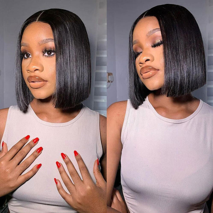 Achieve a sleek and sophisticated look with the Allove Hair Blunt Bob Wig. This stylish short wig features straight hair with a clean, blunt cut that exudes modern elegance. Designed as a 4x4 lace front wig, it offers a natural hairline and seamless blending for ultimate comfort and realism.