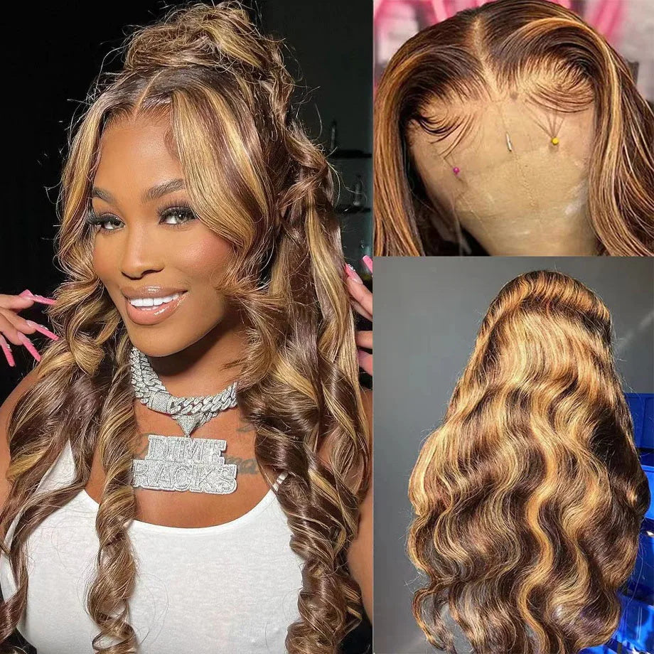 Elevate your style with Allove Hair's stunning Body Wave Wig with Highlights in the captivating P4/27 color, now featured in our exclusive flash sale! This 4x4 lace front wig offers a natural-looking hairline and versatile styling options, perfect for any occasion.