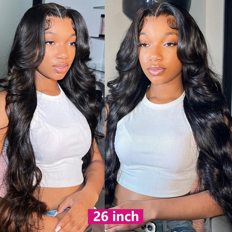 Brazilian Body Wave 3 Bundles with 2x6 HD Lace Deep Part Closure Virgin Human Hair