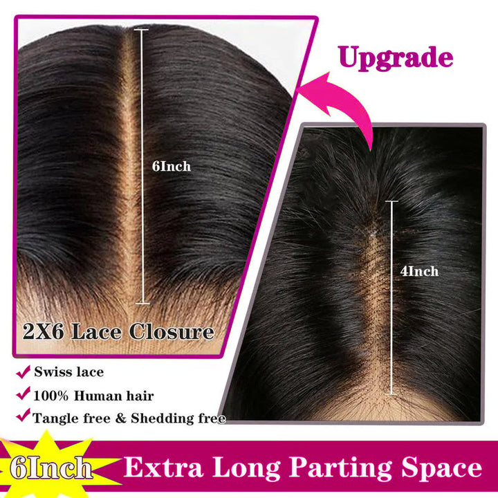 Brazilian Straight Hair 3 Bundles With HD Lace Deep Part 2x6 Closure Human Hair Weave - AlloveHair