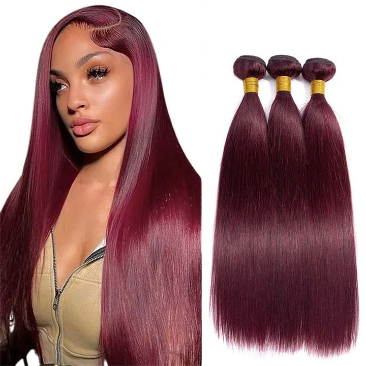 Elevate your look with Allove Hair's Burgundy Bundles, featuring sleek straight hair that adds a touch of elegance to any style. Crafted from high-quality human hair, these bundles offer a natural appearance and durability for seamless sew-in applications.