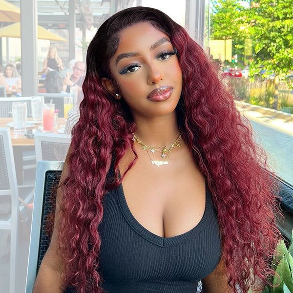 Enhance your style with Allove Hair's Burgundy Deep Wave Hair Bundles. These stunning colored hair bundles feature luscious deep waves that add volume and movement, perfect for creating a glamorous look.