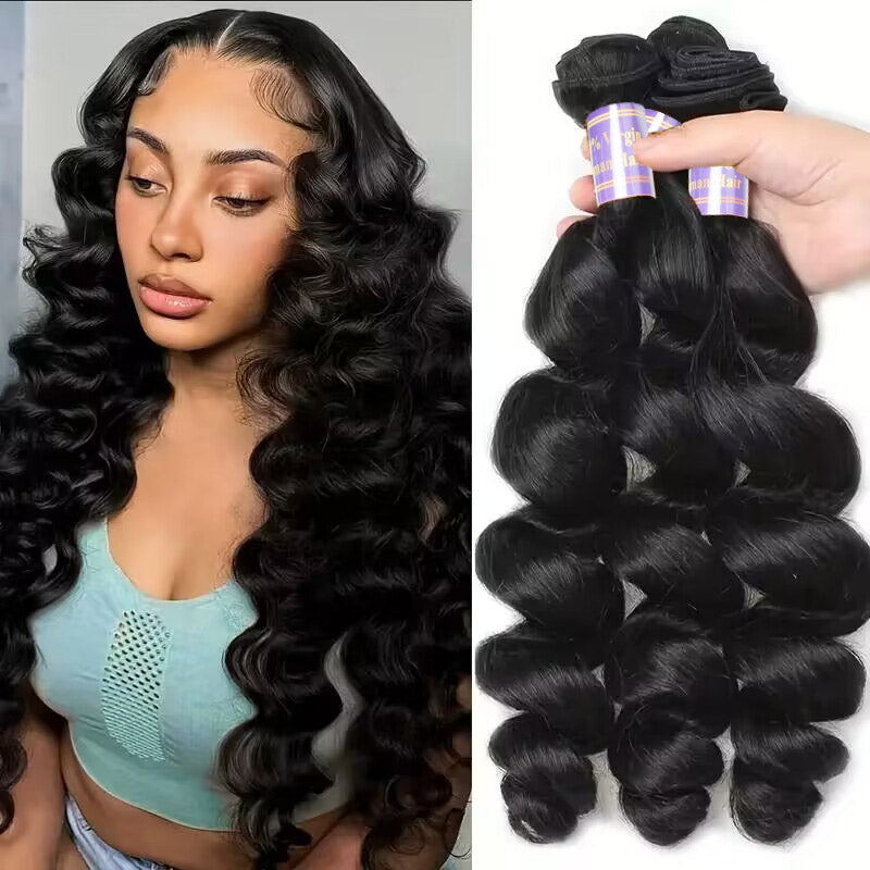 Discover the luxurious allure of Allove Hair's Loose Wave Bundles, expertly crafted from 100% premium Brazilian hair. Perfect for a seamless sew-in application, these human hair bundles offer stunning volume and natural movement.