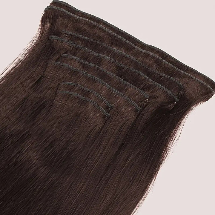 Allove Hair Straight Hair Clip In Hair Extensions 7 Pieces/Set 2# Dark Brown Color