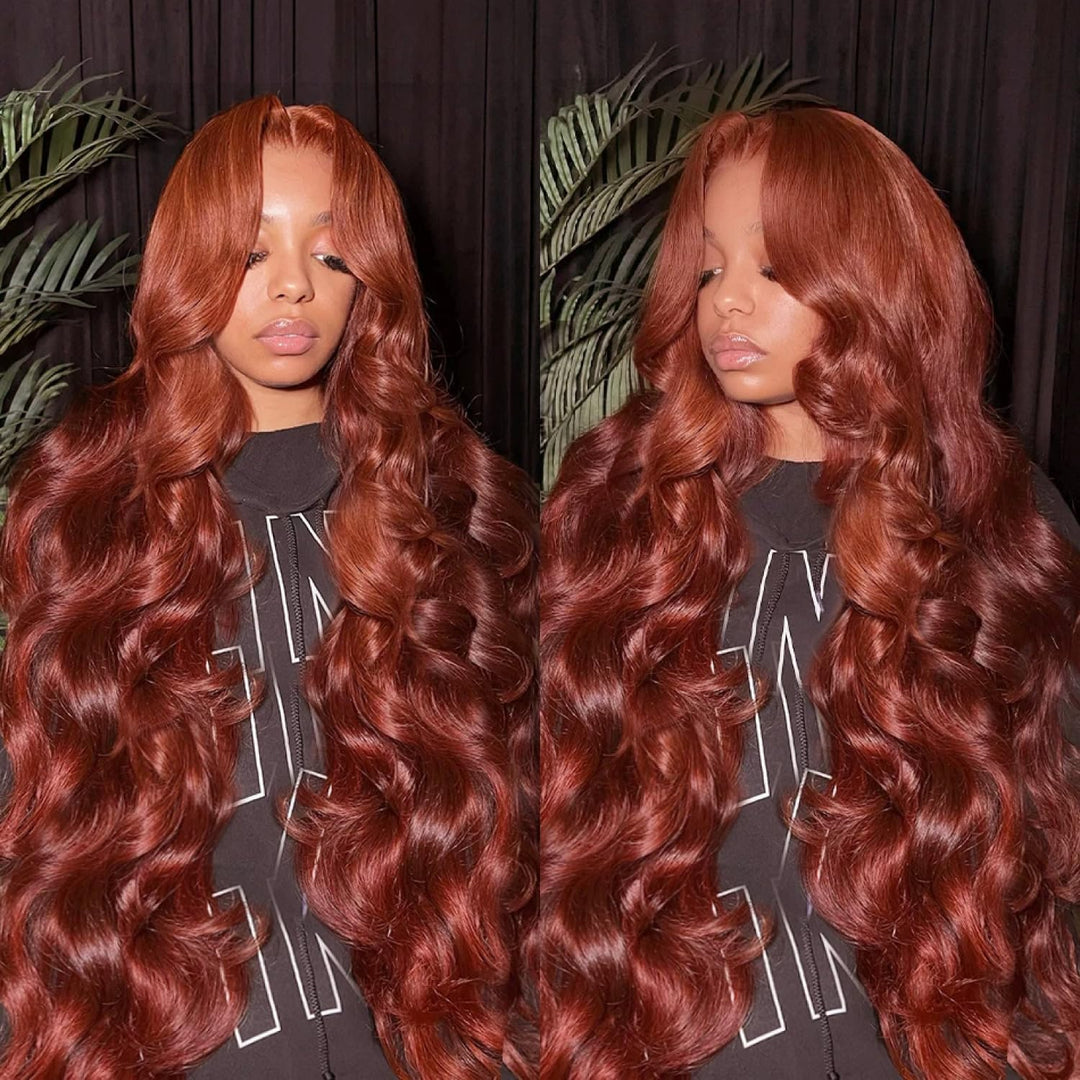 Allove Reddish Brown Body Wave/Straight Hair Pre Plucked Ready To Wear 13x6 HD Lace Wigs